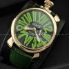 ガガミラノ腕時計 GaGaMILANO 日本製クオーツ マヌアーレ クロノ 48 SS(PVD) レザー インデックス 男性用腕時計 クォーツ.162.