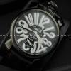 ガガミラノ腕時計 GaGaMILANO ブラック文字盤　白インデックス 手巻 レザー.162.