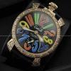 GaGaMILANO ガガミラノ腕時計 マルチカラーインデックス ブラック ベルト ダイヤベゼル 2針 機械式（手巻き）/夜光効果.162.