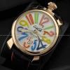 ガガミラノ腕時計 GaGaMILANO ホワイト文字盤　マルチカラーインデックス 手巻 レザー.162.