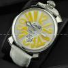 GaGaMILANO ガガミラノ腕時計 日本製クオーツ イエロー インデックス ホワイト レザー.162.