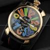 GaGaMILANO ガガミラノ腕時計 日本製クオーツ  ケース マルチカラーインデックス ベルト ブラック.162.