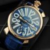 GaGaMILANO ガガミラノ腕時計 日本製クオーツ ブルー ベルト 2針 機械式（手巻き）/夜光効果.162.