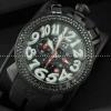 ガガミラノ腕時計 GaGaMILANO 日本製クオーツ ブラック ケース ホワイト インデックス  6針クロノグラフ ケース ステンレス ダイヤベゼル.162.