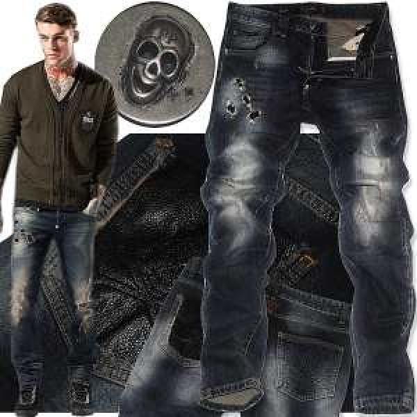 2026秋冬 ～希少  PHILIPP PLEIN フィリッププレイン  ストレートデニムパンツ  スリムフィット