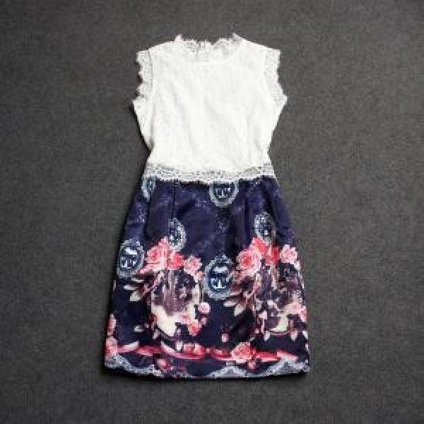 VOGプラダ 綺麗に決まるフォルム！プリント ノースリーブ ワンピース H072818