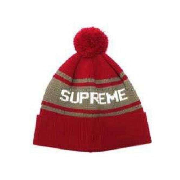 2026FW Supremeシュプリーム ニットキャップ偽物  レッド&times;コーヒー