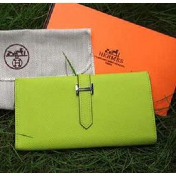 エルメス 長財布 エルメス HERMES 財布 シルバー金具 二つ折り長札 手のひら模様 2026新品 グリーン.103.