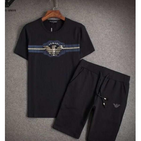 2026春夏 個性派 ARMANI アルマーニ 偽物 半袖Tシャツ 上下セット 2色可選