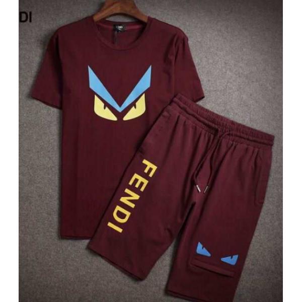 今季 2025春夏 FENDI フェンディ コピー通販 半袖Tシャツ 上下セット 4色可選