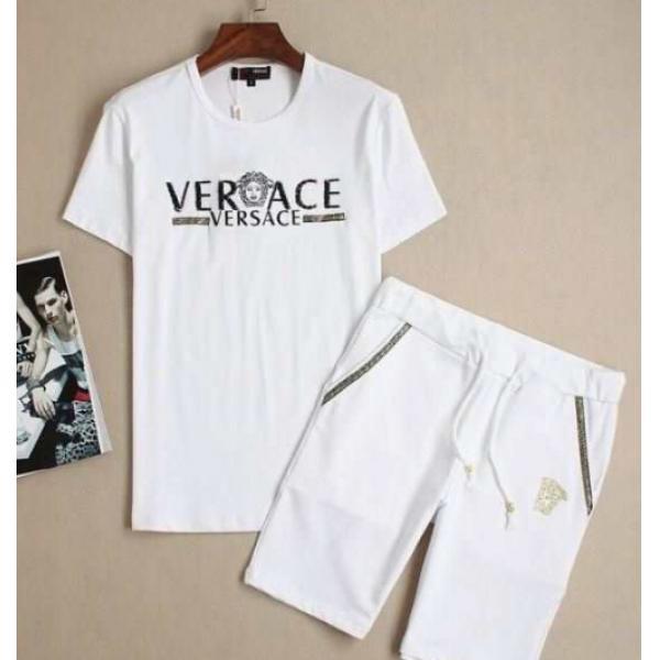お買得 2026春夏 VERSACE ヴェルサーチ 偽物 半袖Tシャツ 上下セット 2色可選