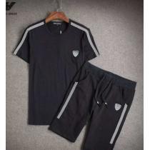 欧米韓流/雑誌 ARMANI アルマーニ コピー通販 半袖Tシャツ 上下セット 2色可選