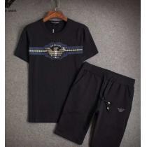 2026春夏 個性派 ARMANI アルマーニ 偽物 半袖Tシャツ 上下セット 2色可選