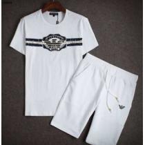2026春夏 個性派 ARMANI アルマーニ 偽物 半袖Tシャツ 上下セット 2色可選