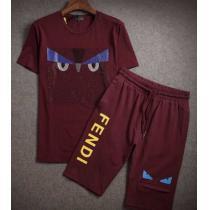 格安！FENDI フェンディ コピー品激安 半袖Tシャツ 上下セット 4色可選