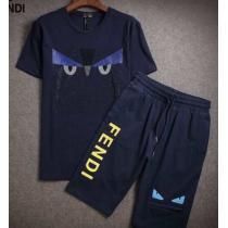 格安！FENDI フェンディ コピー品激安 半袖Tシャツ 上下セット 4色可選