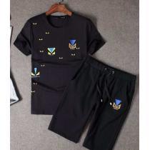 2026春夏 完売品 FENDI フェンディ コピー通販 半袖Tシャツ 上下セット 2色可選