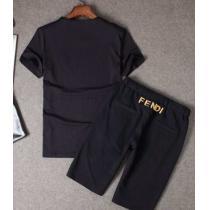 2026春夏 完売品 FENDI フェンディ コピー通販 半袖Tシャツ 上下セット 2色可選