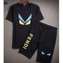 今季 2025春夏 FENDI フェンディ コピー通販 半袖Tシャツ 上下セット 4色可選