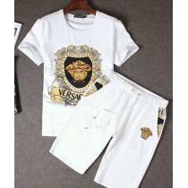 高級感演出 VERSACE ヴェルサーチ  コピー通販 半袖Tシャツ 上下セット 2色可選