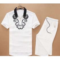 個性派 2026春夏 VERSACE ヴェルサーチ 偽物 半袖Tシャツ 上下セット スタンドネック