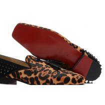 高品質 人気 Christian Louboutinクリスチャンルブタン 2026 レオパードスパイク ビジネスシューズ
