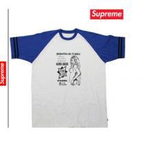 人気商売　シュプリーム SUPREME ラグランTシャツ ホワイト&times;ブルー コットン メンズ トップス