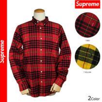 美品　シュプリーム Supreme 長袖 ボタン シャツ レッド イエロー チェック ネルシャツ メンズ