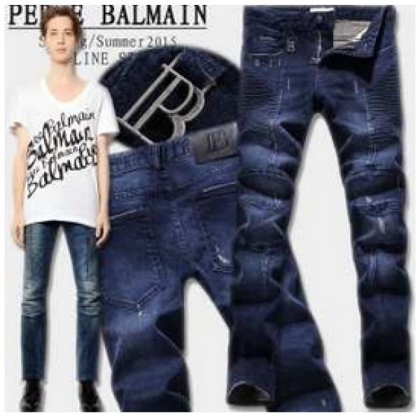 美品　 2026春夏 BALMAIN バルマン しわのデザイン 人気メンズデニム