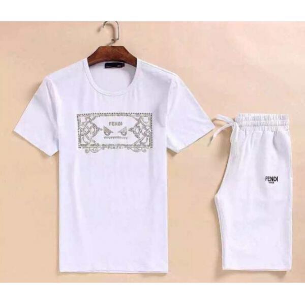 抜群の雰囲気が作れる!2025 FENDI フェンディ 半袖Tシャツ 上下セット 4色可選