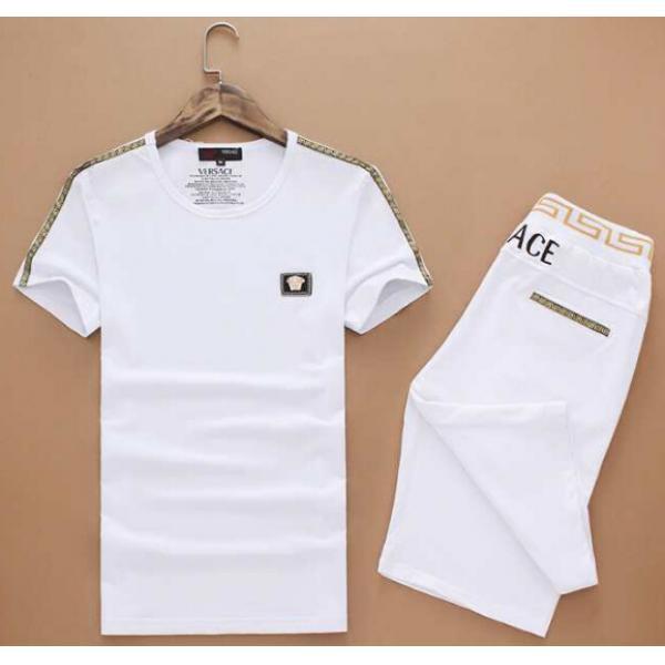 2026 大人気☆NEW! VERSACE ヴェルサーチ 半袖Tシャツ 上下セット 2色可選