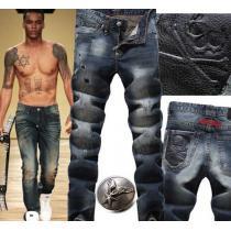 人気が爆発!　2026  PHILIPP PLEIN フィリッププレイン ダメージデニム 細身効果