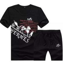 高級感溢れるデザイン 2026 HERMES エルメス 半袖Tシャツ 上下セット 2色可選