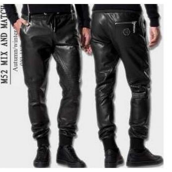 高級感満点の　2026秋冬 PHILIPP PLEIN フィリッププレイン存在感を演出　 レザーパンツ