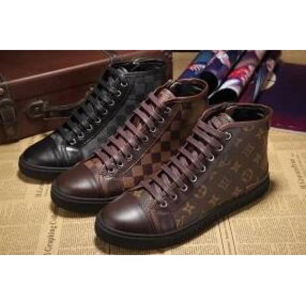 疲れにくい louis vuitton ルイ ヴィトン メンズ レースアップ 履き心地の良いハイカットスニーカー 3色可選.