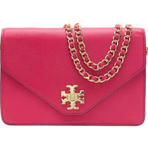 SUPER★SALE！TORYBURCHトリーバーチ  KIRA ENVELOPE CROSS-BODY 斜めがけカーネーションレッド&times;ゴールド レザー.493.