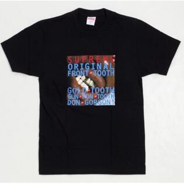 魅力的に　Supreme シュプリーム  Tee ゴールドトゥース　絶大なる人気のＴシャツ ブラック.
