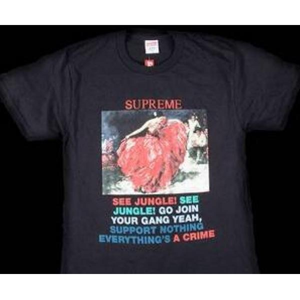 シンプルなデザイン　シュプリーム ダンサー　伸縮性がありＴシャツ　ブラック.