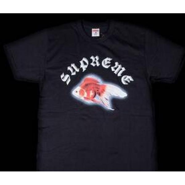 大人っぽい印象シュプリーム サスタッチゴールドフィッシュ　相性も抜群 Tシャツ　ブラック.