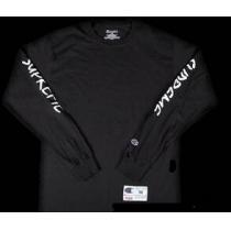  定番のアイテム　シュプリーム チャンピオンロングスリーブ　圧倒的なTシャツ　ブラック.