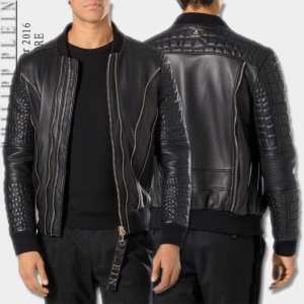 SALE!今季 2026秋冬 フィリッププレインPHILIPP PLEIN  フェイクファー製のコート レザーブルゾン