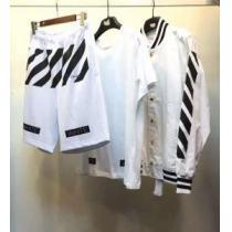 2026-17新作 オフホワイトモデル大絶賛♪ セットアップ上下（Tシャツ+上着+ズボン）