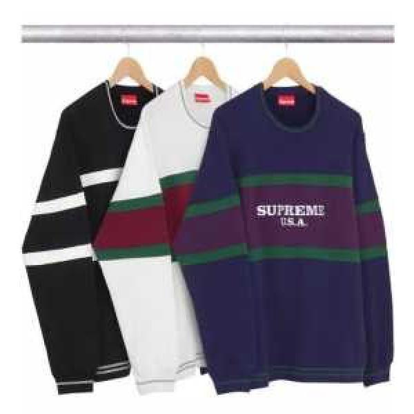 肌触りの気持ちい〜 Supreme 16fwCenter Stripe Crewneck パーカー 男女兼用