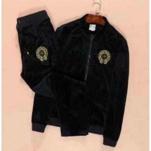 カジュアルライクなCHROME HEARTS クロムハーツコピー　オリジナルプリント お洒落に魅せるセットアップ上下 ベロア.