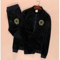 カジュアルライクなCHROME HEARTS クロムハーツコピー　オリジナルプリント お洒落に魅せるセットアップ上下 ベロア.