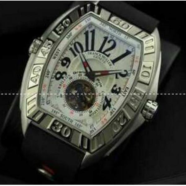 定番モデルのフランクミュラーコピー メンズ腕時計 自動巻き 2針 夜光効果 50.20X43.20mm シルバー ラバー..212.