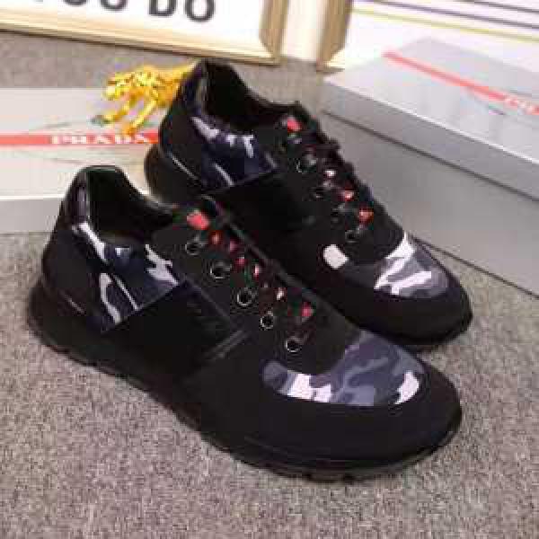 プラダ PRADA スニーカー HOT本物保証 2026 ナチュラルな素材感