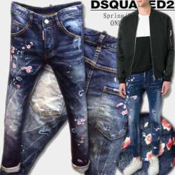 2026春夏 ディースクエアード DSQUARED2 海外セレブ定番愛用 刺繍加工 ダメージデニム