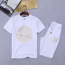 上下セット 2色可選2026春夏首胸ロゴ  ヴェルサーチ VERSACE 半袖Tシャツ