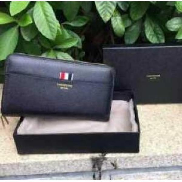 上品なトムブラウン財布メンズ THOM BROWNE ラウンドファスナー長財布本革ウォレット.501.